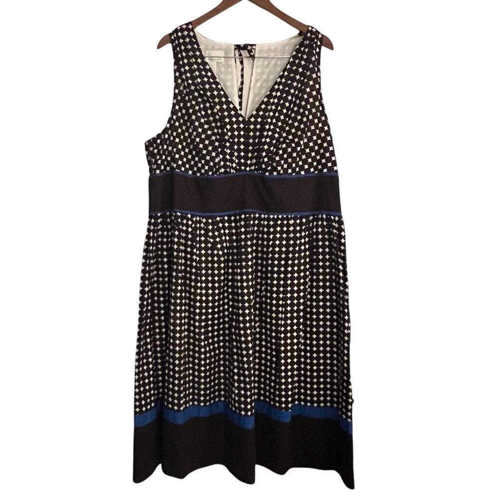 Donna Morgan Polka Dot Dress 20W Chocolate Brown Pockets Cotton Retro PinUp